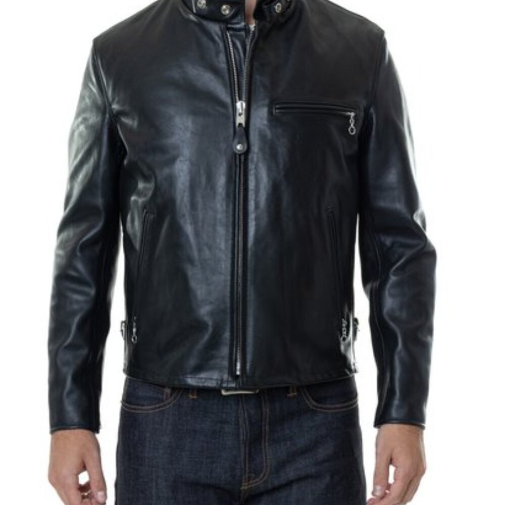 Schott Classic Racer Leather Motorcycle Jacket STYLE: 141 - Picture 8 of 8